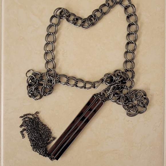 Banana Republic Sheer Button-Up Shirt + Necklace - Picture 4 of 5